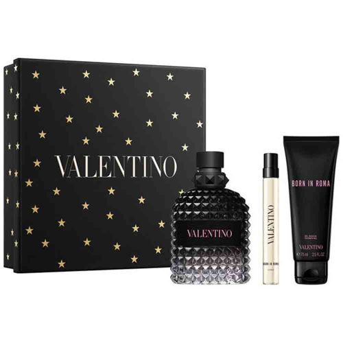 Uomo Born In Roma EDT 100Ml + EDT 10Ml + Shower Gel 75Ml Gift Set For Men