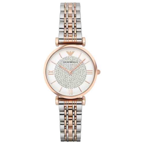 Emporio Armani AR1926 Retro Gianni T-Bar Women’s Watch 32 Mm Silver Gold