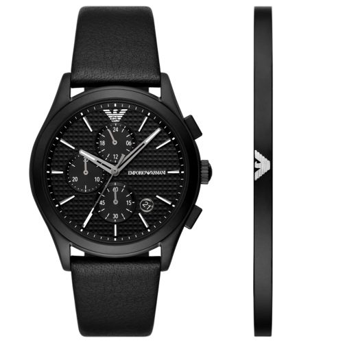 Emporio Armani AR80070 Men's Watch 42 Mm Black Gift Set
