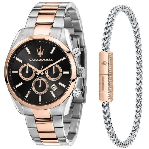 Maserati Eleganza R8853151003 Men's Watch 43mm Silver Gold Gift Set 