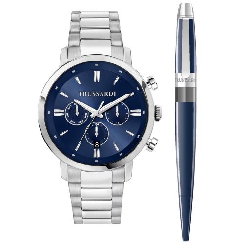 Trussardi T-Couple R2453147018 Men's Watch 43mm Silver Gift Set