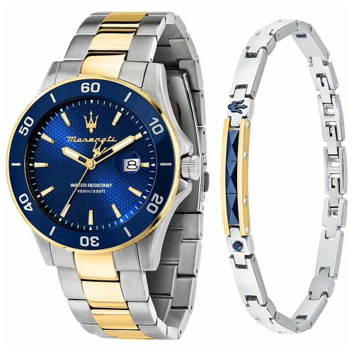 Maserati R8873600007 Men's Watch 43mm Silver Gold Gift Set