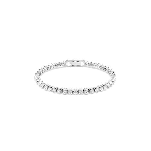 Emily Tennis Bracelet, Round Cut, White, Rhodium Plated