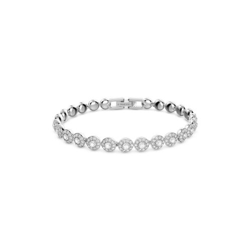 Angelic Tennis Bracelet, Round Cut, Small, White, Rhodium Plated