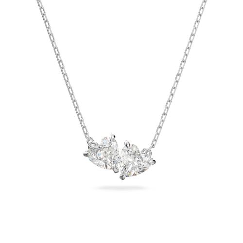 Mesmera Attract Necklace, Heart, White, Rhodium Plated