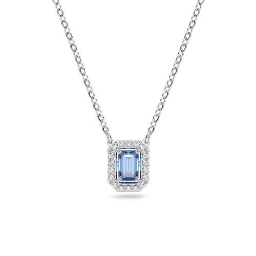 Millenia Necklace, Octagon Cut, Blue, Rhodium Plated