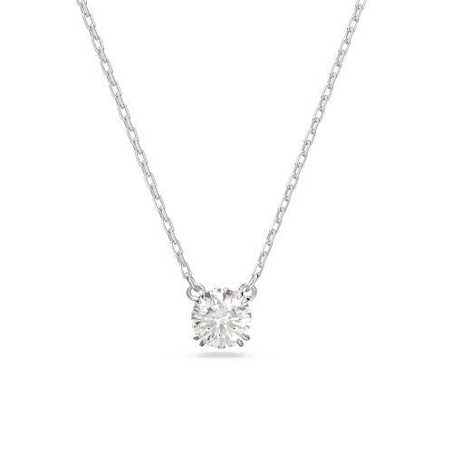Constella Pendant, Round Cut, White, Rhodium Plated