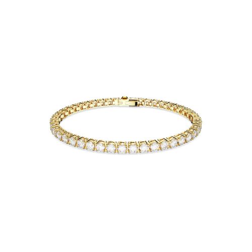 Matrix Tennis Bracelet, Round Cut, White, Gold-Tone Plated
