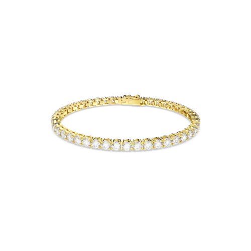 Matrix Tennis Bracelet, Round Cut, White, Gold-Tone Plated