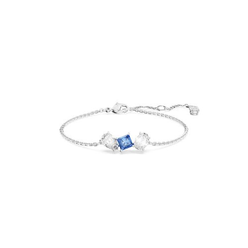 Mesmera Bracelet, Mixed Cuts, Blue, Rhodium Plated