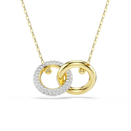 Dextera Pendant, Interlocking Loop, White, Gold-Tone Plated