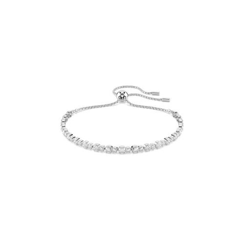 Matrix Tennis Bracelet, Mixed Round Cuts, White, Rhodium Plated