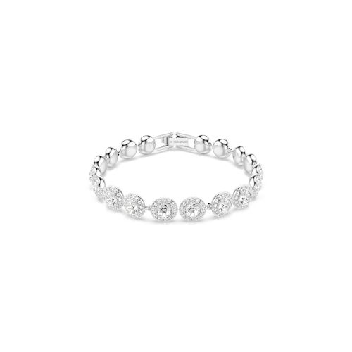 Una Tennis Bracelet, Round Cut, White, Rhodium Plated