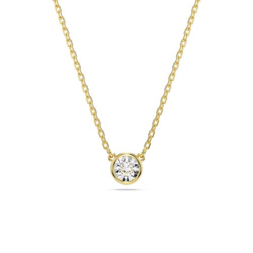 Imber Pendant, Round Cut, White, Gold-Tone Plated