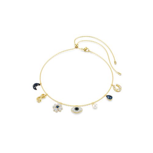Symbolica Choker, Crystal Pearl, Moon, Infinity, Clover, Evil Eye And Horseshoe, Blue, Gold-Tone Plated