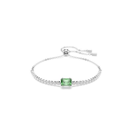 Matrix Tennis Bracelet, Mixed Cuts, Green, Rhodium Plated