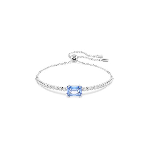 Matrix Tennis Bracelet, Mixed Cuts, Blue, Rhodium Plated