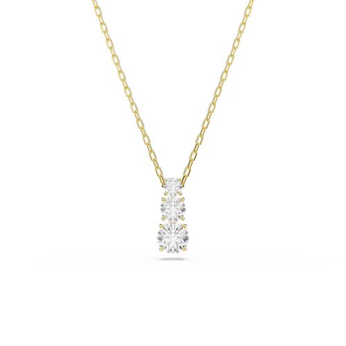 Stilla Attract Pendant, Round Cut, White, Gold-Tone Plated