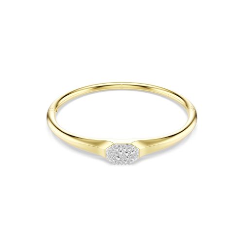 Dextera Bangle, Round Cut, White, Gold-Tone Plated