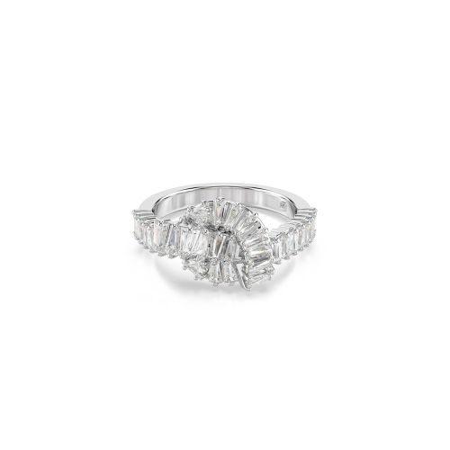 Matrix Ring, Baguette Cut, Knot, White, Rhodium Plated 52