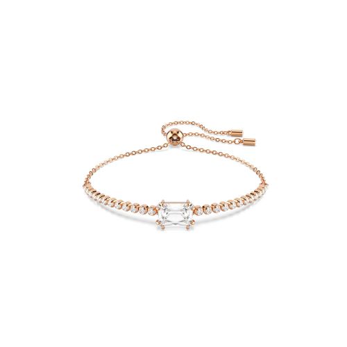 Matrix Tennis Bracelet, Mixed Cuts, White, Rose Gold-Tone Plated