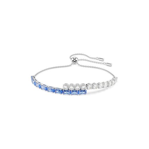 Matrix Bracelet, Mixed Cuts, Blue, Rhodium Plated