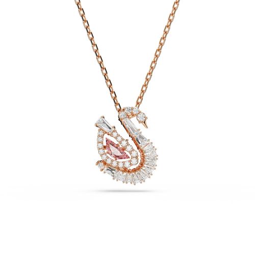 Swan Pendant, Mixed Cuts, Swan, Pink